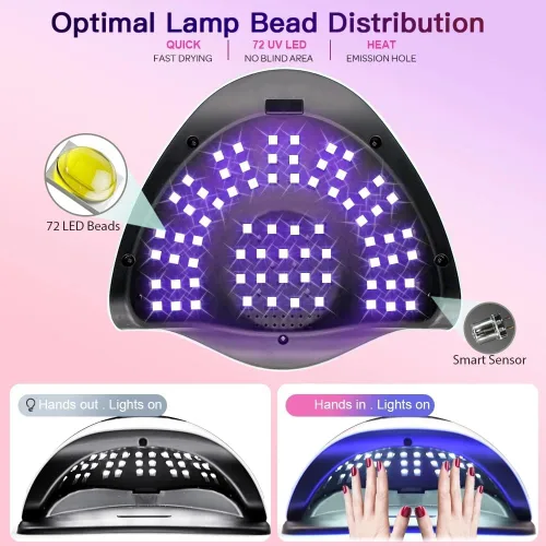 Miniatura 2 de Lámpara de uñas LED UV de 320 W, secador de uñas LED profesional para uñas de gel con 72 cuentas de lámpara, pantalla táctil, 4 temporizadores