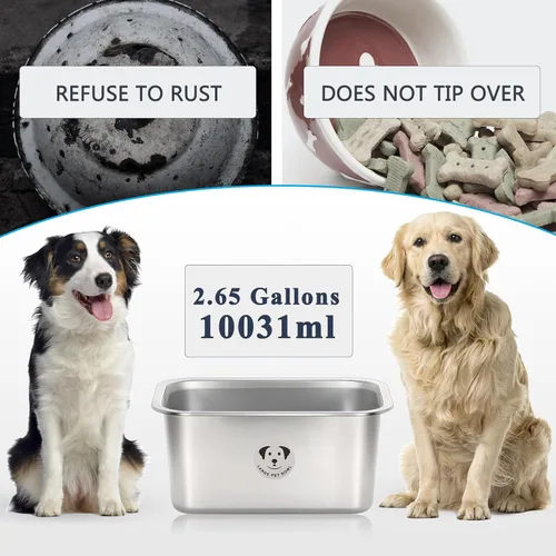 Miniatura 3 de Cuencos de Acero Inoxidable para Perros Grandes, Cuencos de Alimento de Perro de Metal de Alta Capacidad, Cuenco de Comida y Agua para Perros Acero