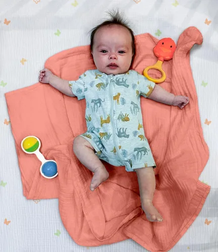 Miniatura 3 de hugs & llamas Mantas para envolver 100% muselina de algodón orgánico, unisex, extra suaves, mantas para recién nacidos y bebés, lavables a máquina