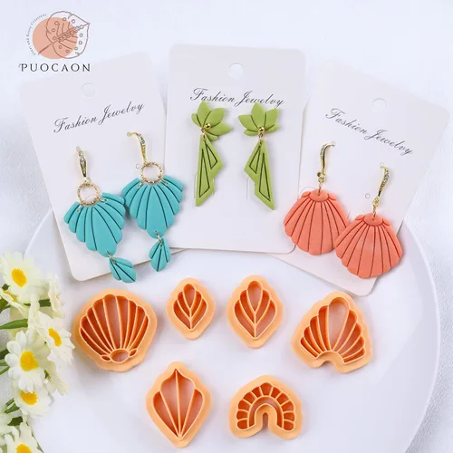 Miniatura 3 de Puocaon Cortadores de aretes de arcilla básica, 21 piezas de cortadores de arcilla polimérica, juego de cortadores de joyas de arcilla geométrica