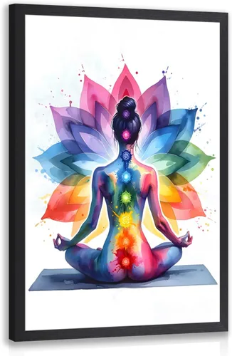Miniatura 12 de GELDSTEI Arte de pared zen enmarcado, pintura moderna en lienzo de chica haciendo yoga, decoración de pared de meditación tranquila, imagen estética