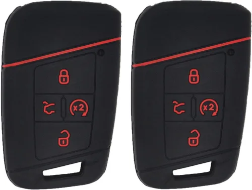 Miniatura 13 de Paquete de 2 fundas protectoras de silicona suave para llavero remoto para VW Volkswagen Tiguan Atlas Jetta Passat Golf Alltrack KR5FS14-US Negro