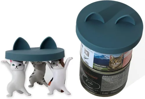 Miniatura 7 de OHMO - Paquete de 2 tapas para latas de comida para gatos, pequeñas (3 onzas) de silicona para latas de comida para mascotas, latas de comida