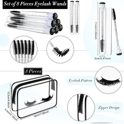 Miniatura 3 de Remerry 40 Pcs Lash Shampoo Brushes Set Eyelash Aftercare Bag Disposable Mascara Tubes Foam Pump Bottle Extension Aftercare Instructions Card