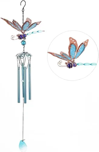 Miniatura 6 de Campanillas de viento de libélula, campanillas de viento de vidrio brillantes para jardín para el hogar, fiesta, decoración de festival, decoración