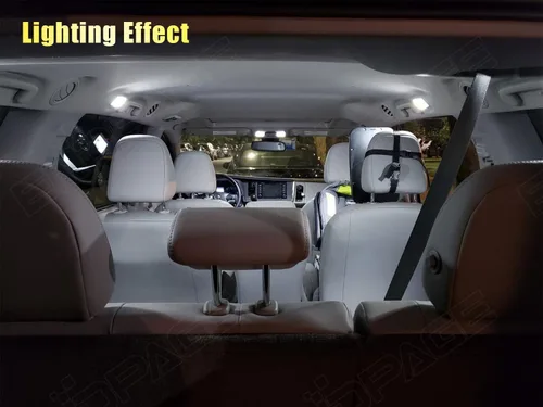Miniatura 4 de Kit de 16 luces LED Sienna para Toyota Sienna 2011 2012 2013 2014 2015 2016 2017 2018 2019 2020 blanco 6000K paquete de iluminación LED interior +