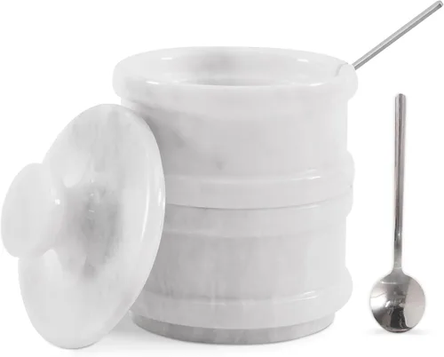 Miniatura 9 de Radicaln Bodega doble de sal de 5 pulgadas hecha a mano con tapa, cuencos de sal y pimienta de 2 pulgadas, ideal para joyas, mantequilla, azúcar
