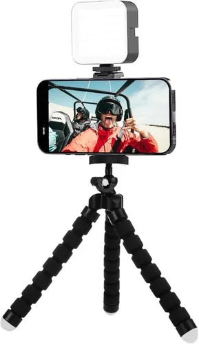 Miniatura 11 de Acuvar Kit de vlogging premium de 9 piezas para iPhone, Android y cámaras, micrófono, soporte de trípode y luz LED, paquete de YouTube, TikTok
