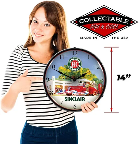 Miniatura 3 de Sinclair Station - Reloj de pared LED, retro, vintage, iluminado, 14 pulgadas