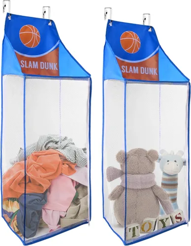 SPINFOX 2 Pack Cesto de lavandería para colgar en la puerta, cesto de lavandería colgante de baloncesto con cremallera, cesto de lavandería de malla