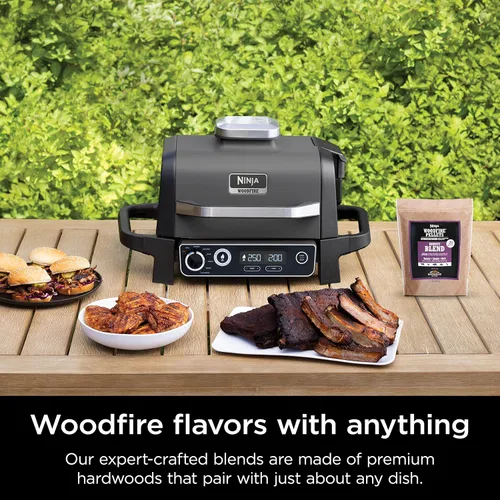 Miniatura 12 de Ninja OG751 Woodfire Pro - Parrilla para exteriores con termómetro integrado, parrilla principal 7 en 1, ahumador de barbacoa y freidora de aire al