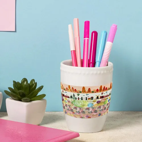 Miniatura 7 de allydrew Elegante caja de cinta washi de lámina dorada para artes y manualidades, álbumes de recortes, papelería, diario (12 rollos), festival rosa