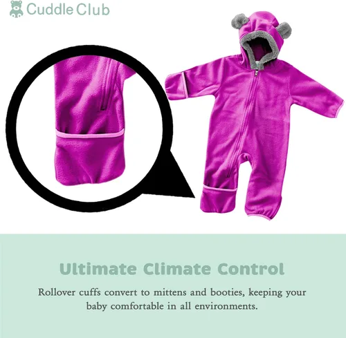 Miniatura 2 de Enterizo de vellón Bunting para bebé rómper con capucha para niño de una sola pieza ropa de exterior chaqueta