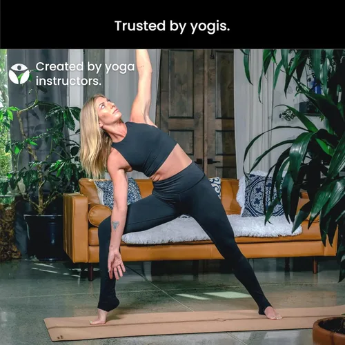 Miniatura 9 de Tapete de yoga de corcho de lujo, antideslizante, agarre extragrueso. Más grueso, más largo y más ancho para más comodidad y apoyo. Lo