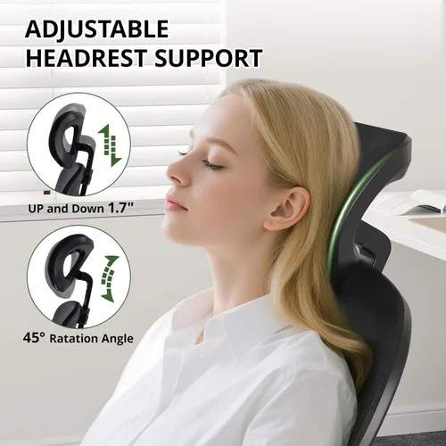 Miniatura 3 de Silla de oficina ergonómica de escritorio, capacidad de 330 libras, silla de computadora de respaldo alto con soporte lumbar, reposabrazos