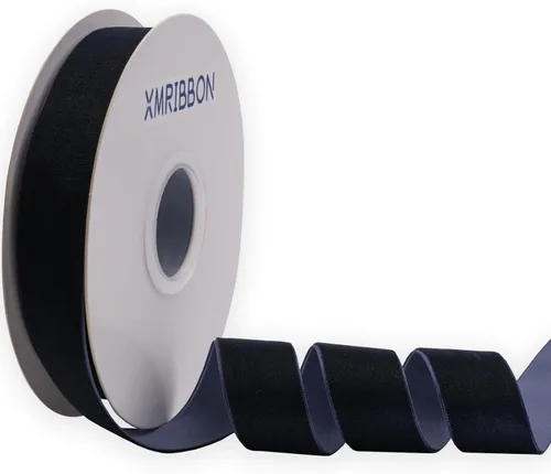 Miniatura 10 de Cinta de terciopelo azul polvoriento de una cara, carrete de 1 1/2 pulgadas por 10 yardas Azul empolvado