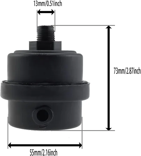 Miniatura 3 de 2 unids 1/4 "PT 0.512 in compresor de aire silenciador filtro, compresor de aire de metal negro filtro de admisión silenciador silenciador