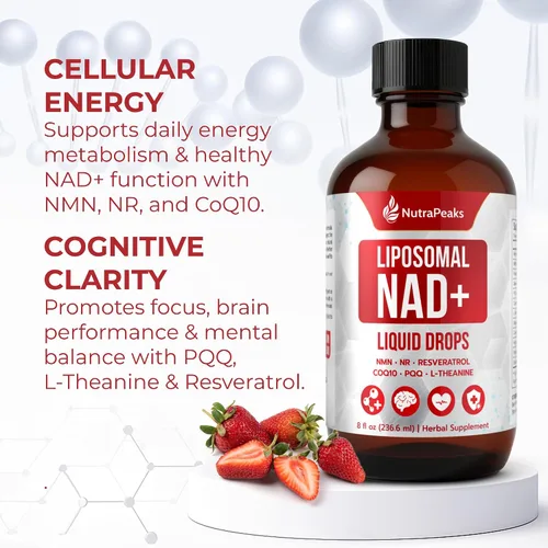 Miniatura 2 de Suplemento líquido NAD+ - Suplemento NAD+ de 1000 mg, NAD+ Nicotinamida Riboside Resveratrol Suplementos con PQQ, NAD+ Berry Flavor Sticks