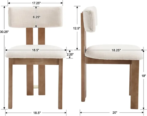 Miniatura 2 de RIVOVA Juego de 2 sillas de comedor de cocina, sillas de comedor modernas tapizadas, respaldo curvado, silla de comedor tapizada de lino con patas