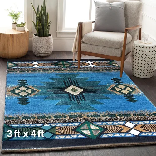 Miniatura 89 de YHSF South West - alfombra estilo nativo americano del suroeste C318 - fácil de limpiar, gruesa, suave, duradera, alfombra inspirada en tribus