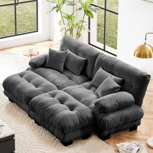 Miniatura 8 de KEIKI Sofá modular de 94 pulgadas con 4 almohadas, cómodo juego de sofá biplaza Cloud para sofá de asiento profundo suave y profundo, sofá biplaza