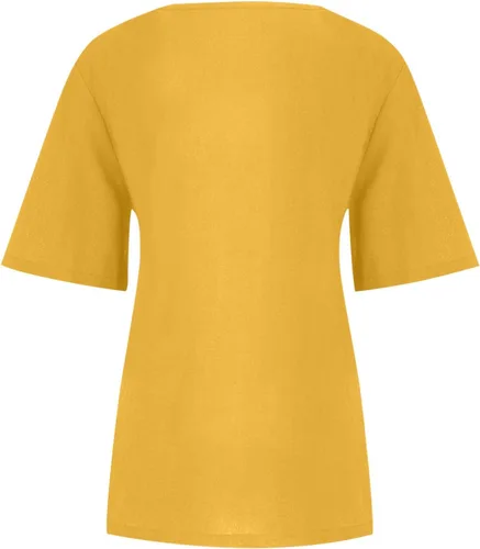 Miniatura 5 de Ceboyel Lindas camisetas de lino con estampado de plumas para mujer, camisas de verano de manga corta, ajuste holgado, blusas bohemias, ropa de moda