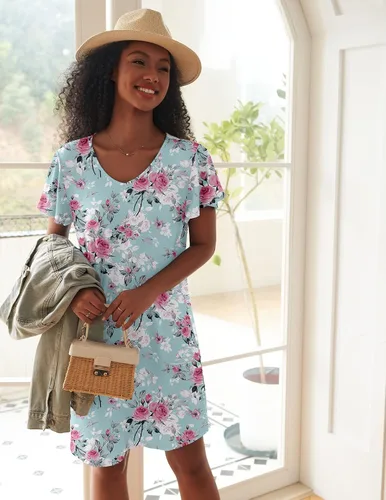 Miniatura 3 de Ekouaer - Pack de 2 camisones de manga corta para mujer, cómodos y suaves, pijama estilo vestido para dormir