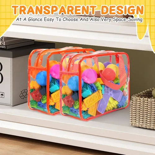 Miniatura 4 de 9 bolsas de almacenamiento de juguetes, bolsa organizadora de juguetes de PVC transparente que incluye 6 bolsas grandes de mano y 3 bolsas medianas