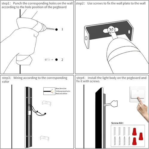 Miniatura 7 de Luz de pared exterior moderna de 47 pulgadas, accesorios de iluminación exterior de acrílico negro de 3000K, montaje en pared, luces de porche