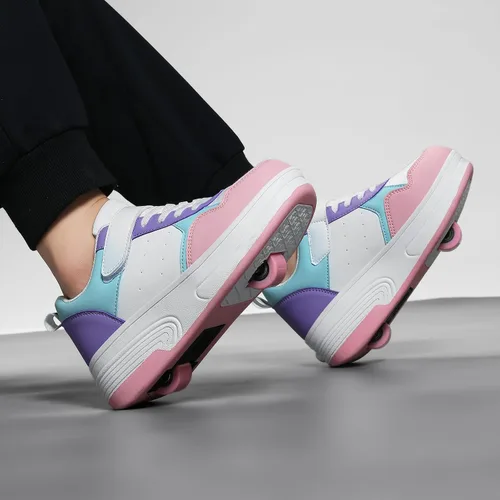 Miniatura 5 de HSQ - Zapatillas de moda con ruedas para patinar, zapatos de patinaje desmontables 2 en 1 con ruedas para niños y niñas