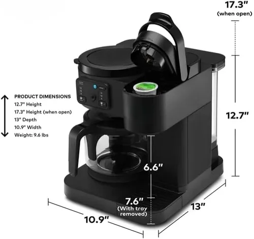 Miniatura 6 de KeuriigK K Duo Essentials, Cafetera y jarra de una sola porción en cápsulas K Cup, varios tamaños (8, 10 o 12 onzas), jarra de vidrio de 12 tazas