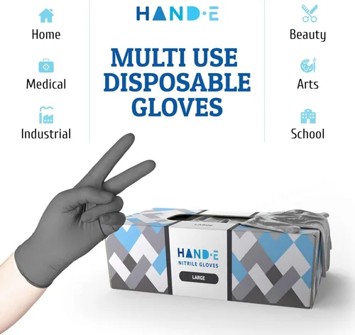 Miniatura 8 de Guantes desechables de nitrilo gris, 50 y 200 unidades, guantes médicos sin látex Gris (mediano)