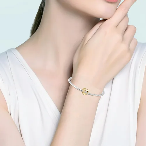 Miniatura 81 de Dijes de plata de ley 925 con diseño de oso dorado para mujer, pulseras y collares, regalos para familiares y amigos, 3 piezas/paquete