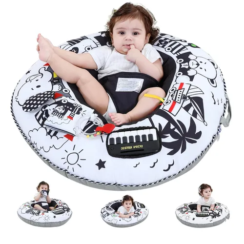 Lovvie & Joy Asiento para bebé y anillo de centro de actividad de juego, asientos blandos para bebés para sentarse en silla de 0 a 6 meses, recién