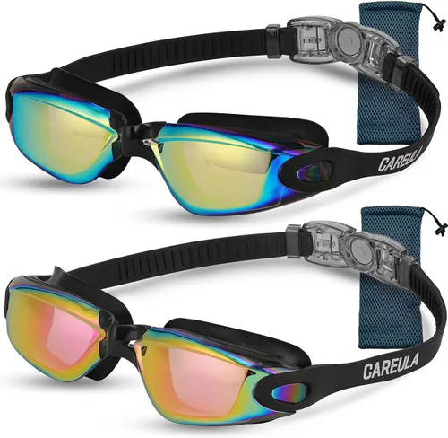 Miniatura 8 de Paquete de 2 gafas de natación para niños, gafas de natación para niños pequeños y jóvenes de 3-8/6-14, gafas de piscina antivaho para niños y niñas