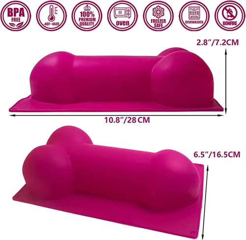 Miniatura 2 de Moldes para pene, molde de silicona para polla, molde de silicona para pastel de chocolate para panes caseros, pastel de carne, quiche (10 pulgadas)