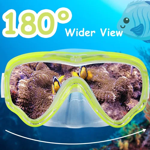 Miniatura 4 de Vvinca Kids-Goggles with Nose Cover, Diving Mask Elastic Fabric Strap Anti Fog Anti Shattered Lens for Kids Swim Goggles 3-14 12- amarillo