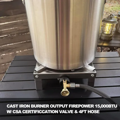 Miniatura 5 de LetFeng - Quemador de gas de acero inoxidable de alta potencia para cocinar al aire libre, quemador de propano único con manguera de 4 pies 0-20