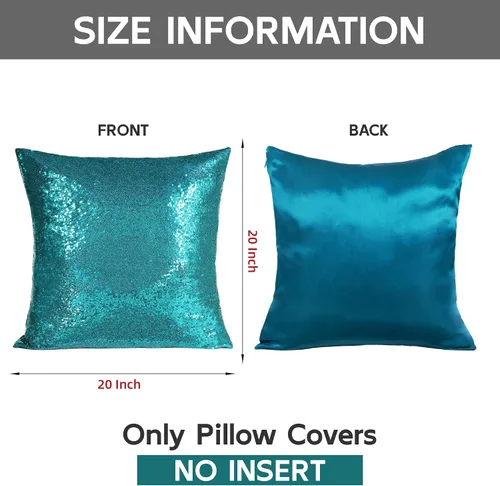 Miniatura 5 de Poise3EHome Fundas de almohada decorativas de lentejuelas de 20 x 20 pulgadas para sofá, cama, sala de estar, Navidad (verde azulado, 2 unidades)