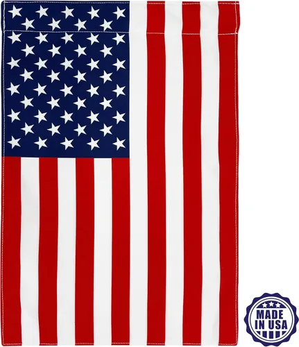 Miniatura 7 de Bandera de jardín del 4 de julio hecha en los Estados Unidos, popelina de polietileno de alta calidad, resistente a la intemperie, doble cara