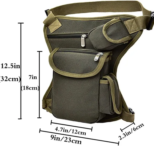 Miniatura 2 de Pequeña bolsa multiusos para pierna de cintura caída, bolsa de lona táctica para la cadera, paquete Molle para deporte, camping, senderismo, Verde