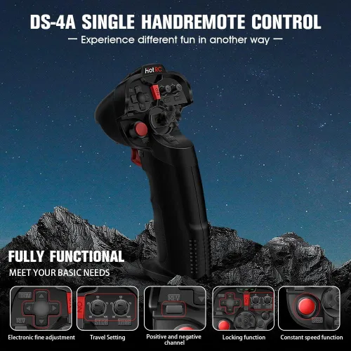 Miniatura 2 de HOTRC DS-4A 2.4G 4 Canales Transmisor de Radio RC de Mano Única con Receptor 4CH para Automóvil, Barco, Avión de Drones RC (Con 1 RX)