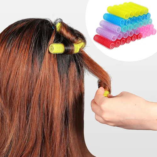 Miniatura 6 de Syhood Juego de 36 rulos de nailon para el cabello, pequeños rizadores de peluquería de salón de belleza, rodillos de pelo para bricolaje, peine