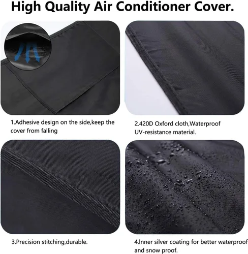 Miniatura 6 de Cubierta de Aire Acondicionado para Unidades Exteriores con Correas Resistentes al Viento y Hebillas Reforzadas 420D Cubiertas Cuadradas de CA