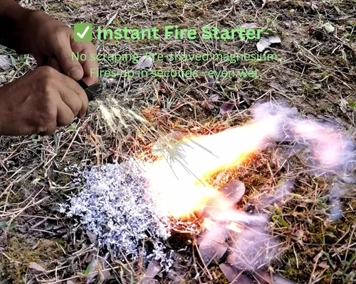 Miniatura 6 de Kit de iniciación de fuego con magnesio y varilla ferro – Equipo de supervivencia de emergencia con 12 bolsas de magnesio 99% puro + Bolsa