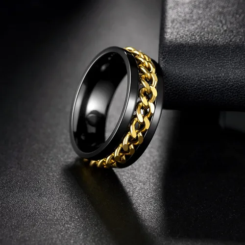Miniatura 107 de Anillos giratorios para la ansiedad para hombre, anillos clásicos de cadena para mujeres y adultos, anillo de acero de titanio