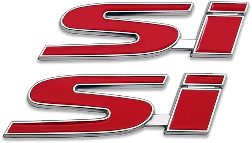 2 calcomanías de metal con logotipo de Si para guardabarros 3D, calcomanías de metal para carreras, deportes, turbo de repuesto para maletero de Rojo