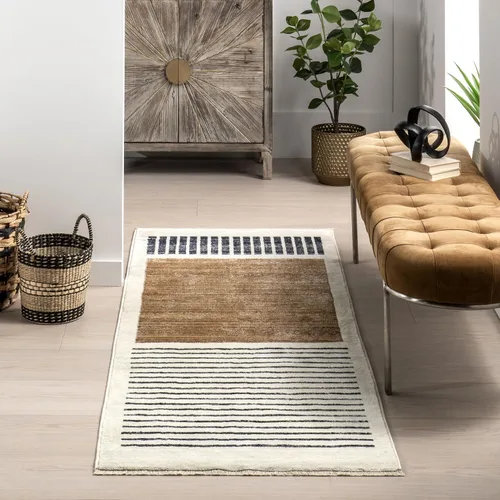 Miniatura 10 de nuLOOM - Tapete con flecos para interior, hecho en telar eléctrico, fácil de limpiar, duradero, no desprende fibras, 4 x 6 pies, beige Keeva