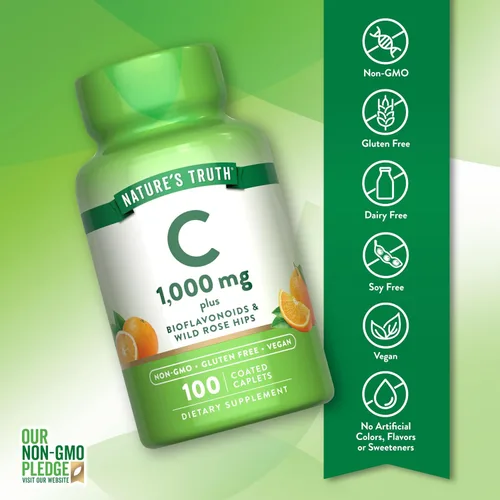 Miniatura 3 de Bioflavonoides de vitamina C y rosa HIPS 1000 mg 100 cápsulas Vegetariano, sin OMG, sin gluten por Nature's Truth
