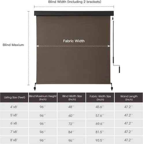Miniatura 7 de VICLLAX Persiana Enrollable Premium para Exteriores de Tela PVC, Persiana Enrollable Exterior Operada con Manivela con Cenefa Protectora de Aluminio